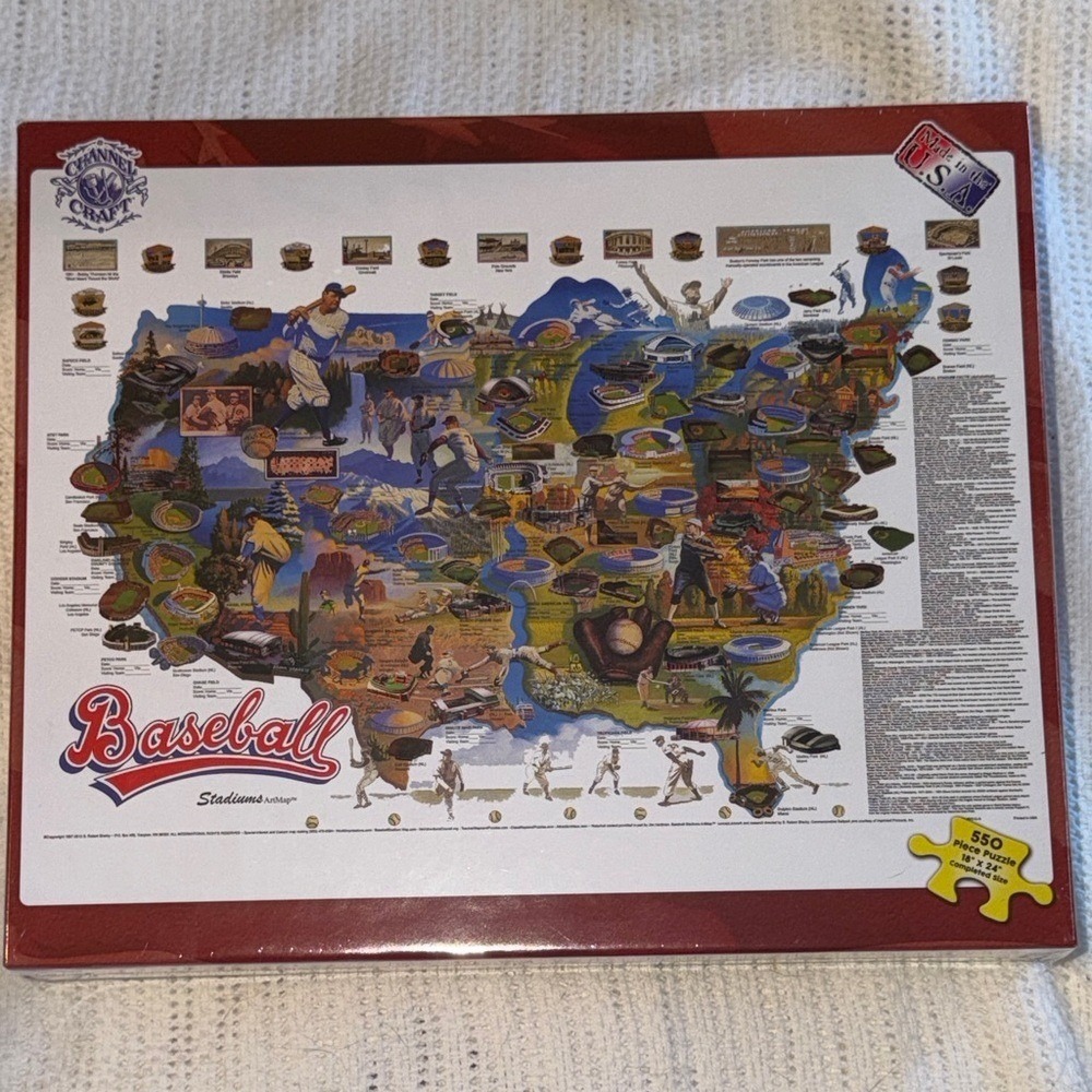 Channel Craft Baseball Stadiums ArtMap 550 Piece Jigsaw Puzzle 18x24 New Sealed